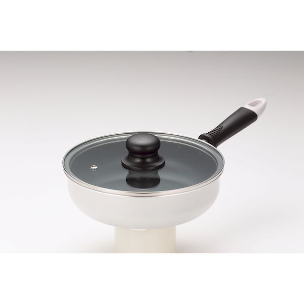 Glass Fry Pans - (LINEクーポン有)ヒロショウ CGF-20(K) カリーナ ガラス蓋付 深型フライパン20cm CGF20(K)