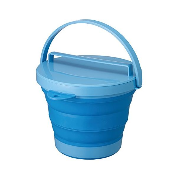 4966149553127 【4個入】 ソフトバケツ 蓋付き ブルー【キャンセル不可】