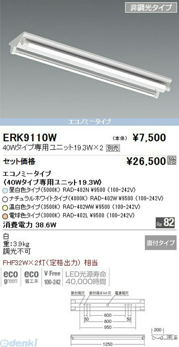 Other - (LINEクーポン有)遠藤照明 ENDO ERK9110W 逆富士形V2＿40Wタイプ×2