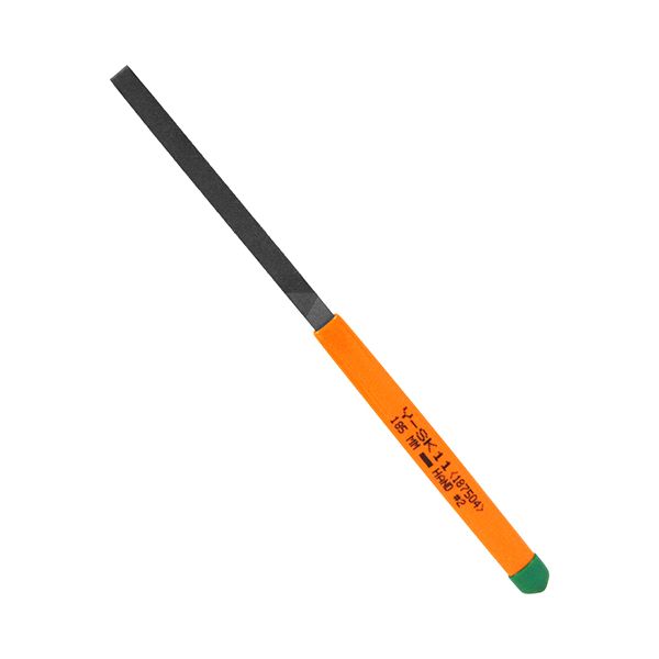 【用途】鉄を中心とする一般金属の研削、研磨作業。【機能・特徴】鉄を中心とする金属の小さな細工に最適です。【仕様】●形状：平。●目：中目。●サイズ：全長185mm。●鉄工用。●柄付。【注意事項ほか】ヤスリ本体にカケ・ヒビ・ワレ・亀裂がないことを確認してください。逆方向に使用すると目を傷めて寿命を短くします。ヤスリをハンマー代りに使用して加工物を叩かないでください。大工道具 ヤスリ 細工用ヤスリ