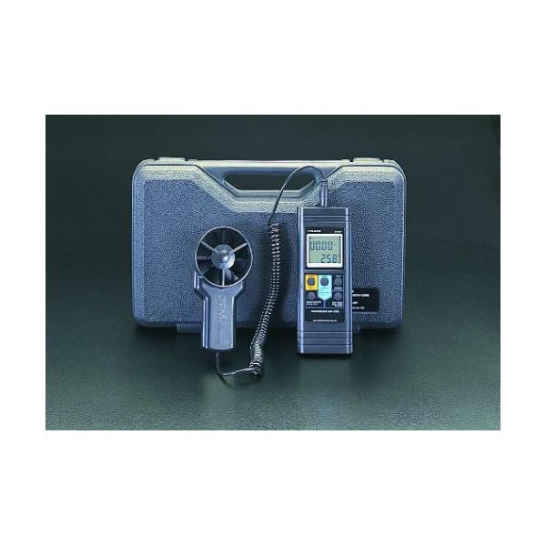 エスコメーカーお問い合わせ：06-6532-6226●重量…360g(電池含)●電源…9V電池×1本(付属)●サイズ…本体：181(W)×38(D)×71(H)mmベーン直径：70mm●測定精度…風速：±(5％rdg＋0.5)、風量：風速m/s測定精度＋演算誤差、温度：±1.0℃●分解能…風速：0.01m/s、風量：0.01m3/sec、温度0.1℃●測定範囲…風速：0.7〜25m/s、風量：0.01〜99m3/sec、温度：−10〜50℃●※付属電池はテスト電池ですので新しい電池をご購入下さい。