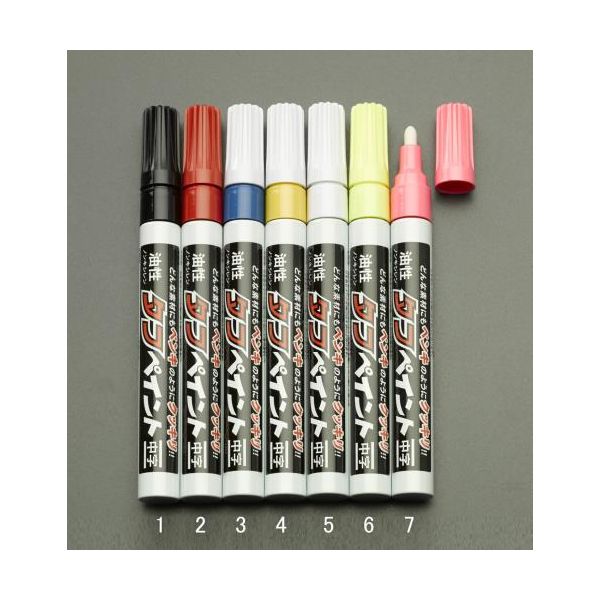 ●油性ペイントマーカー●中字●インク色…黒●線幅…1.8〜2.5mm●サイズ…φ15×145(H)mm●インキ成分…油性顔料（ノンキシレン）●材質…本体：アルミ、先軸・キャップ：PP●重量…21g(1本あたり)●入数…10本入り●●雨の日の作業や水回りの作業にもしっかりマーキングできます。●アスファルトなどのざらついた表面でも潰れにくいタフなペン先●従来のペイントマーカーでは書けなかった濡れた下地でも書くことができます。●染料系インキでは発色しない濃い色の下地でも、鮮明に書くことができます。●ノンキシレンのインキを使用しているので、人体や環境負荷がキシレンに比べて低いです。●塩ビや発泡剤も溶かしません。●屋外でも長期間色褪せません。●●水が付着しているところ(水滴、湯気、結露、霜)●日光、風雨にさらされるところ●クラフト関係(発泡スチロールなど)●水を切ってぐんぐん書ける！　タフなペン先とタフなインクで素材を選ばずクッキリと！！　