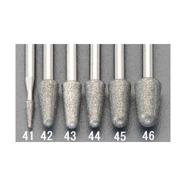 エスコメーカーお問い合わせ：06-6532-6226●軸径…3.0mm●全長…50mm●粒度…＃100●刃径×刃長…7.0×12mm●最大回転数…67000rpm