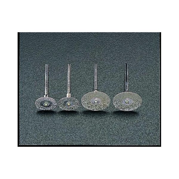 エスコメーカーお問い合わせ：06-6532-6226●＜セット内容＞…4本組セット　サイズ：φ20mm×両面幅　5mm(ダイヤ付)　　　　　　φ26mm×両面幅　8mm(ダイヤ付)　各2本入り●電池・電動式ミニルーター、フレキシブルシャフト用●用途…タイル、ガラス、アルミなどの切断に使用できます。●カッター径…20mm×約0.6mm（厚)　　　　　　　　 26mm×約0.7mm(厚)●軸径…2.35mm