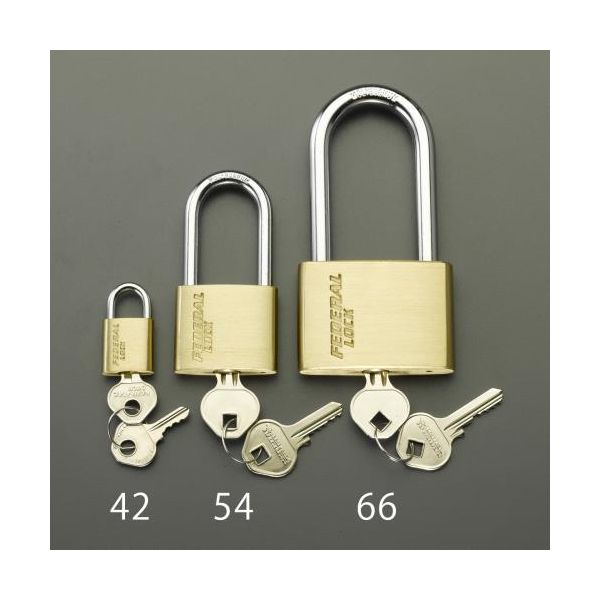 エスコメーカーお問い合わせ：06-6532-6226●材質…本体：真鍮　　　　　　ツル：ハードスチール　　　　　　シリンダー：真鍮●幅…40mm●ツル径…6.3mm●クリアランス…縦：40.6mm、横：22.0mm●複数箇所を1つの鍵で管理できます。●鍵2本つき●サイズ…D：6.3mm、H：33mm、T：13mm、W：40mm、X：40.6mm、Y：22mm●入数は1個入りです。