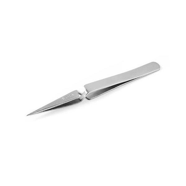 ●逆作用ピンセット●先端…直・鋭●材質…ステンレス(SUS304)●先端幅…0.3mm●全長…125mm　