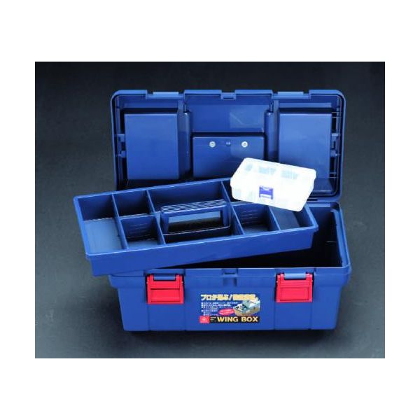 【個人宅配送不可】【即納在庫品】「直送」エスコ EA505K-450B 450x243x210mm中皿付工具箱青 EA505K450B【キャンセル不可】(4.0)