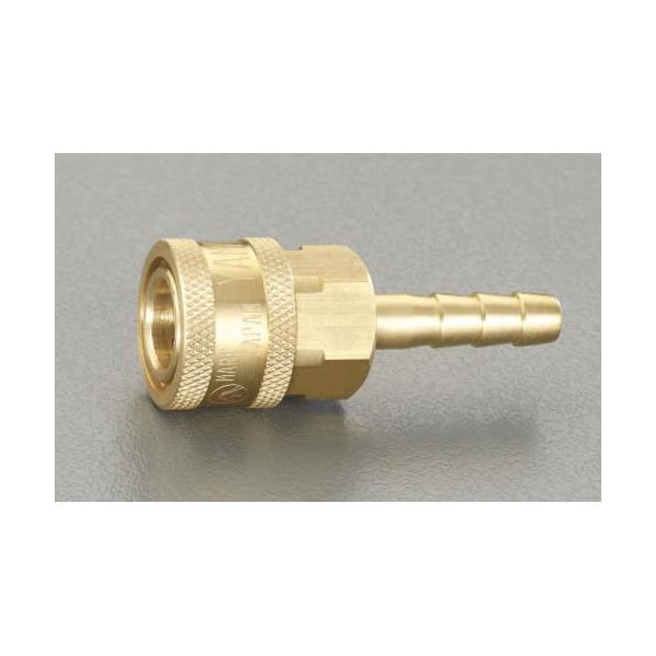 エスコメーカーお問い合わせ：06-6532-6226●型…中圧型●材質…真鍮●オーリング(NBR)●バルブレス構造●タケノコ径…8mm●適合ホース内径※…6mm●常用圧力…4.9MPa●中圧型のプラグ、ソケットは同ねじサイズのみしか適合しません●※適合ホース内径はホース材質により多少誤差が生じます。