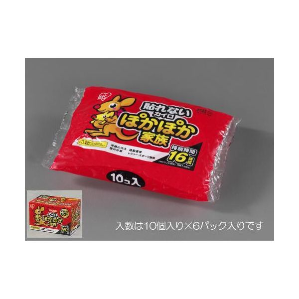 ●持続時間…16時間●サイズ…12.5×10.0cm●最高温度…68℃●平均温度…52℃●入数…10個入り×6パック●貼らないタイプのカイロです。　