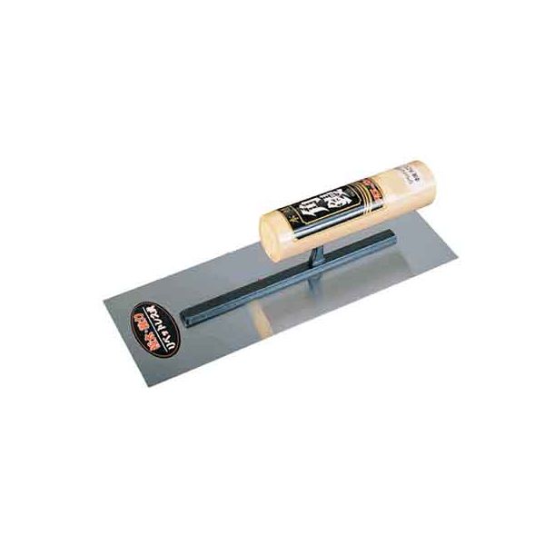【用途】モルタル押さえ、土間押さえ、補修、修正用の鏝。【機能・特徴】リベットレス式です。背金自体にリベットに代わる突起を持たせ、こて板に背金を直接圧着することにより、強度を格段にアップしています。板厚0.5mmで長持ちします。実用新案登録です。【仕様】●リベットレス圧着。●板厚：0.5mm。●柄：中首。●鏝板：焼入鋼。●柄：木柄。【注意事項ほか】作業箇所にあったコテをご使用下さい。柄及びコテ身にガタツキがある場合は使用しないで下さい。作業が終わったらすぐに使った道具を水洗い大工道具 左官鏝 角鏝