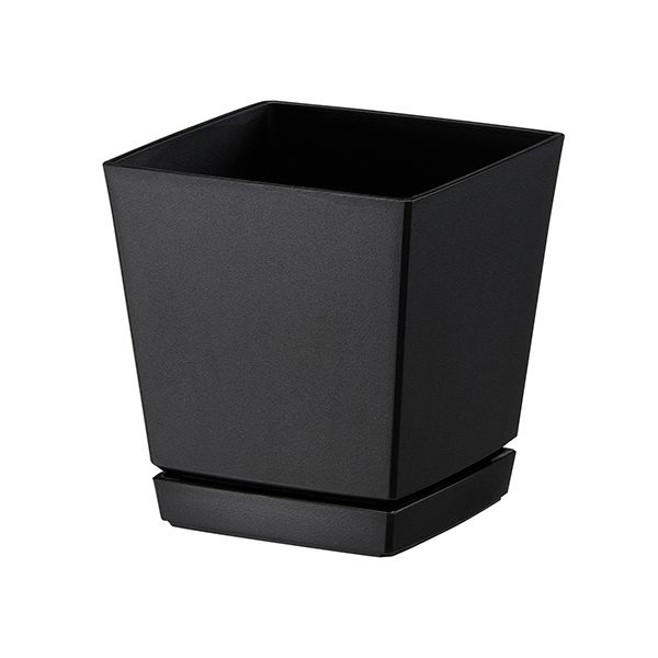 (LINEクーポン有)4903266721671 ヤマト クエンチローポット 皿付5号 0．8L ブラック 大和プラスチック ガーデニング YAMATO