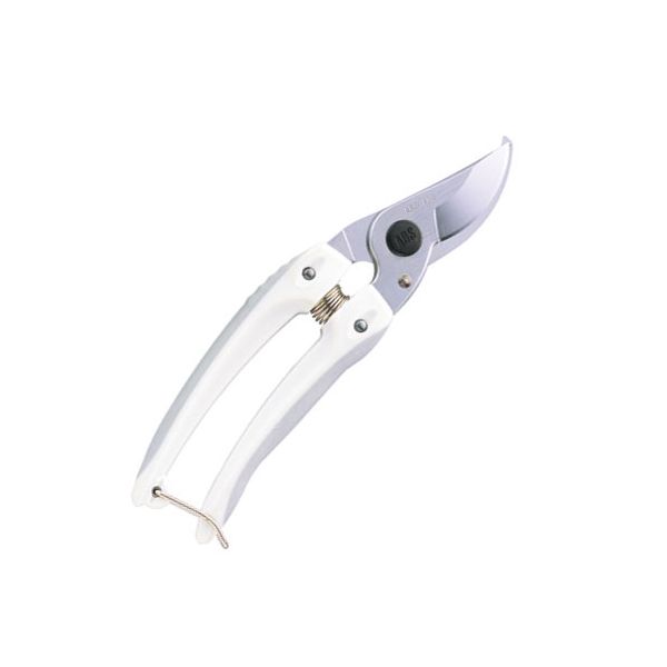 【商品説明】【用途】剪定作業。【機能・特徴】柔らかいエラストマーグリップが手になじみ、長時間の作業にも疲れにくい設計です。グリップは、環境に優しい非塩ビ系樹脂(オレフィン系)を使用し、廃業時に刃部と分別していただけます。刃の開き幅を2段階に調整できます。使用用途に適した開き幅を、調整ピンで簡単に切り替え可能です。【仕様】●全長：185mm。●刃長：43mm。●重量：135g。●生木切断能力：約15mm。●打ち合いクッション。●グリップ開き角度2段切替式。●刃コーティング：ハードクローム。【材質】●刃：高炭素刃物鋼。●柄部：エラストマーグリップ。園芸道具 鋏 剪定鋏