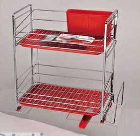 パール金属 HB-307 シンプルストレージ スリム水切りラック2段 レッド HB307【キャンセル不可】