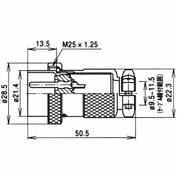 【特長】メタルコネクタの基本形でさまざまな回路に使用堅牢で単純な構造のため機械的・電気的に安定シェルは強度に優れた亜鉛合金を採用。はんだ付け結線で専用工具は不要。【仕様】逆芯(電源側)【形状】逆芯【使用温度範囲(℃)】-40〜+120【規格】電気用品安全法【定格】5A 250V【耐電圧】1800V【コネクタ形状】プラグ【材質(コンタクト)/処理】銅合金/ニッケルめっき【材質(絶縁体)】エポキシ樹脂【適合ケーブル外径(Φmm)】9.5〜11.5【導体断面積(mm2)】1.25【絶縁抵抗(MΩ)】2000【接触抵抗(mΩ)】3以下【材質(シェル)/処理】亜鉛合金または黄銅/クロムめっき又は特殊化学処理(16カラータイプ)【シェルサイズ】25【電線接続方式】はんだづけ【コンタクト数】6【限界操作電圧(V)】300【コンタクト形状】オス(ピン)