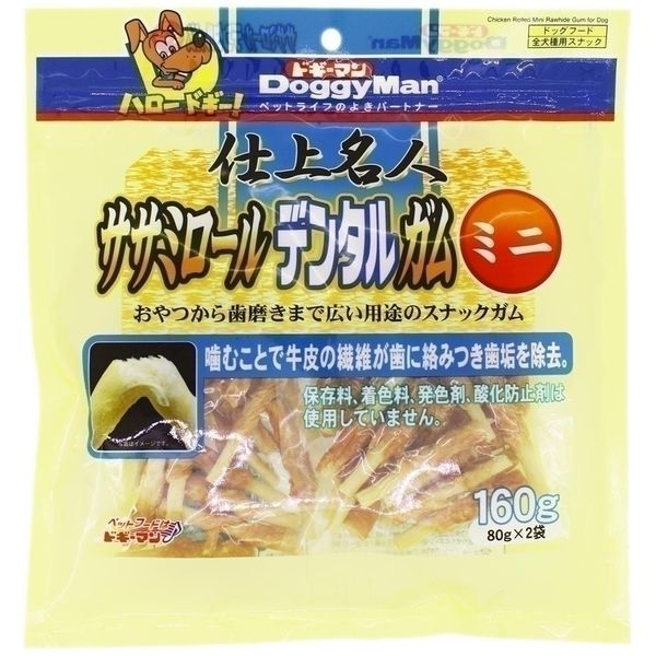 ドギーマン 4976555820478 仕上名人 ササミロールデンタルガム ミニ 80g×2袋
