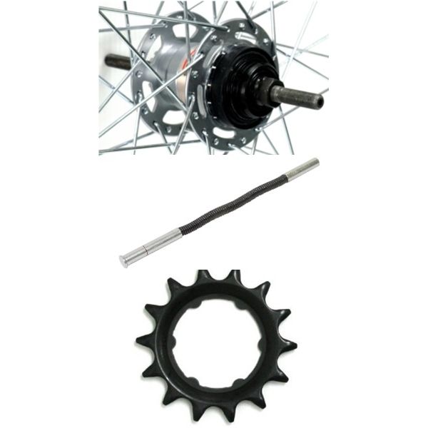 【商品説明】自転車パーツ ホイール関連 後輪26インチ用　リアホイール素材：アルミサイズ：26×1-3/8　内装3段/ローラー仕様スポーク：36本　＃13　270/270バルブ穴：英 /米式特徴1：軸長：191mm/エンド幅120mm(ローラー分8.5mm込)特徴2：ギア：14T+プッシュロッド付