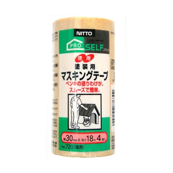(LINEクーポン有)ニトムズ J7630 マスキングテープ ＃720 POS 徳用30ミリ【4P】