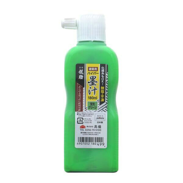 【商品説明】●規格：180ml●プラスチック製墨つぼ・木製墨つぼなどあらゆる墨つぼに使用可能●製品サイズ (W)×(H)×(D)mm：60 × 160 × 35●製品重量 (g)：222●パッケージサイズ (W)×(H)×(D)mm：60 × 160 × 35●パッケージ重量 (g)：223●特徴：あらゆる墨つぼに使用可能●化繊糸もOK!無塩・不凍●天然繊維・化学繊維などあらゆる坪糸に使用可能●サビない・凍らない●墨付きがよく、雨が降っても流れない