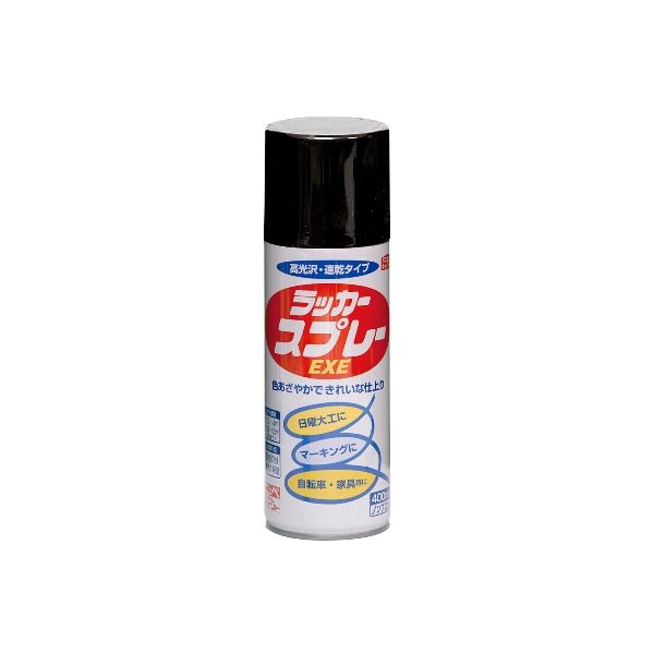 【商品説明】スプレー塗料 色あざやかできれいな仕上がり ガス抜きキャップ付き●色、ツヤが良く、乾きが早いスプレー塗料です。●霧は長円形（楕円）に吹き付けられ、噴出口先端を回転させると長円を縦、横に変えられる可変ノズル使用しています。●簡単にガス抜きができるガス抜きキャップつきです。●用途：自転車・家具・冷蔵庫など電化製品・玩具・機械器具・日曜大工の工作品などの吹き付け塗り・その他マーキングに。●容量400ml。塗り面積（2回塗り)鉄：約1.0〜1.4m2/木：約0.6〜1.0m2。●乾燥時間：夏（30℃）：約30分/冬（10℃）：約1時間。