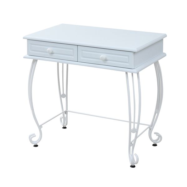 (LINEクーポン有)【お客様組立】JKプラン IRI-1018-WH 直送 代引不可・他メーカー同梱不可 ロートアイアンシリーズ デスクIRI1018WH ヨーロッパ風 ロートアイアン 家具 ミニデスク シンプルデスク 幅76.5 奥行47 引き出し