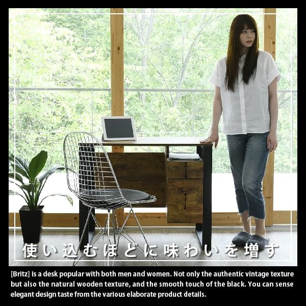 JKプラン FBR-0002-BKBR 直送 代引不可・他メーカー同梱不可 FBR-0002 ブルックリン チェスト付きデスク FBR0002BKBR ブルックリンスタイル デスク 幅90 奥行50 高さ74 引き出し チェスト 付 パソコンデスク ワークデスク 書斎デスク [3]