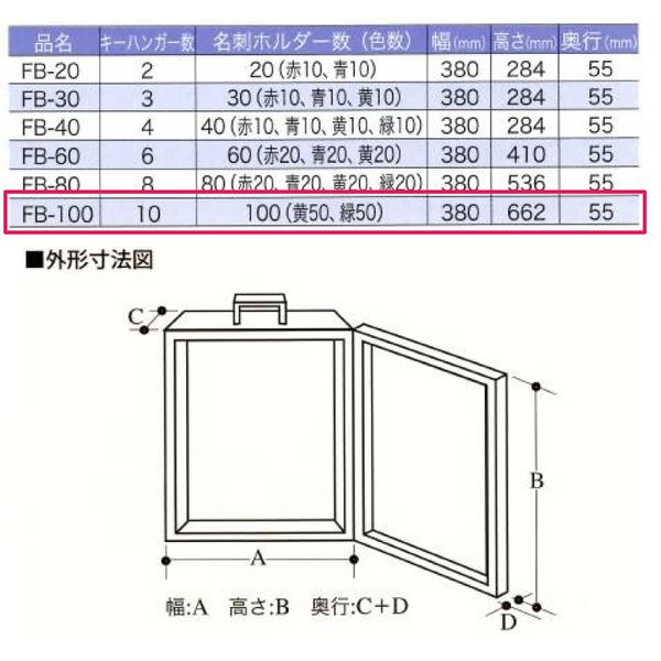 TANNER 田邊金属工業所・和合商事 FB-100 ディスクシリンダー式キーボックス 【100本用】 FB100 2