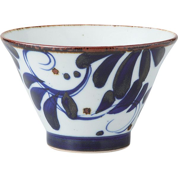 (LINEクーポン有)西海陶器 14257 karakusa 568碗 青 波佐見焼 翔芳窯karakusa カジュアル ご飯茶碗 はさみ焼 リーフ柄 お茶碗 うつわ 磁器 飯碗 柄物 小鉢