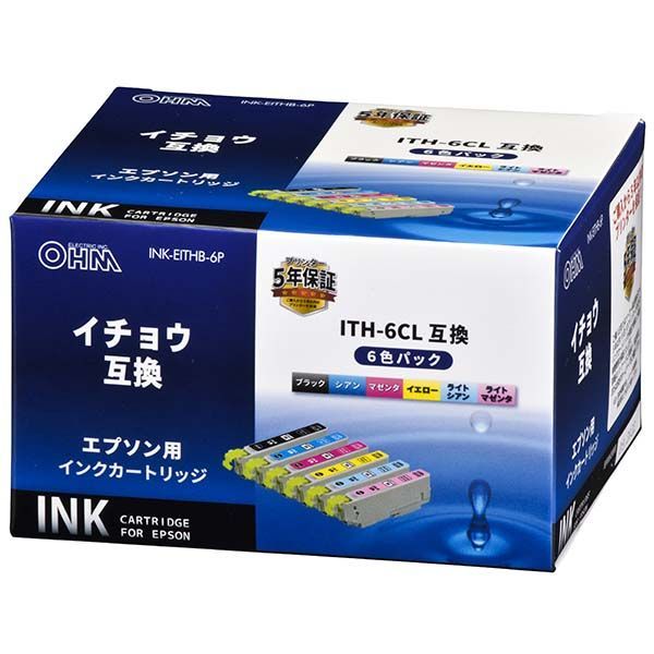 オーム電機 01-4307 エプソン イチョウ ITH−6CL互換インク 6色パック INK−EITHB−6P 014307 エプソン互換