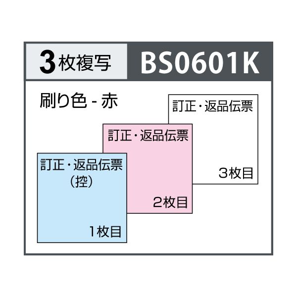 ヒサゴ BS0601K 訂正・返品伝票 タテ 3枚複写 区分対応 区分タイプ 製本伝票 軽減税率制度対応 HISAGO