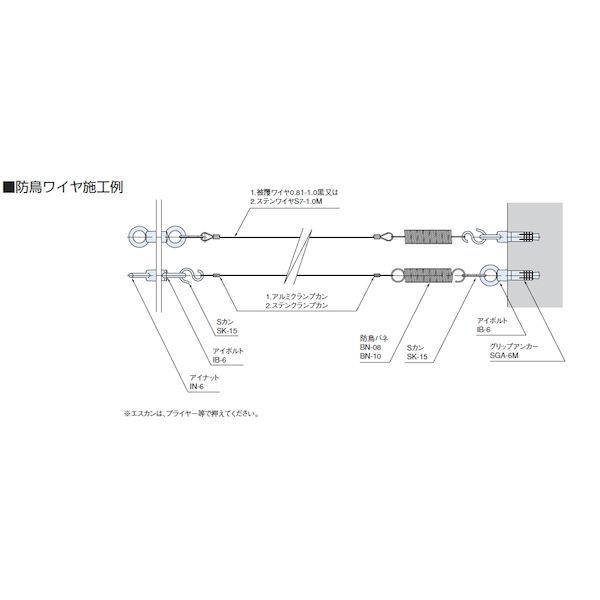 ふじわら アイオウル BW-08-100 防鳥用ワイヤ ステンレスナイロンコートワイヤー 黒 100m BW08100 2