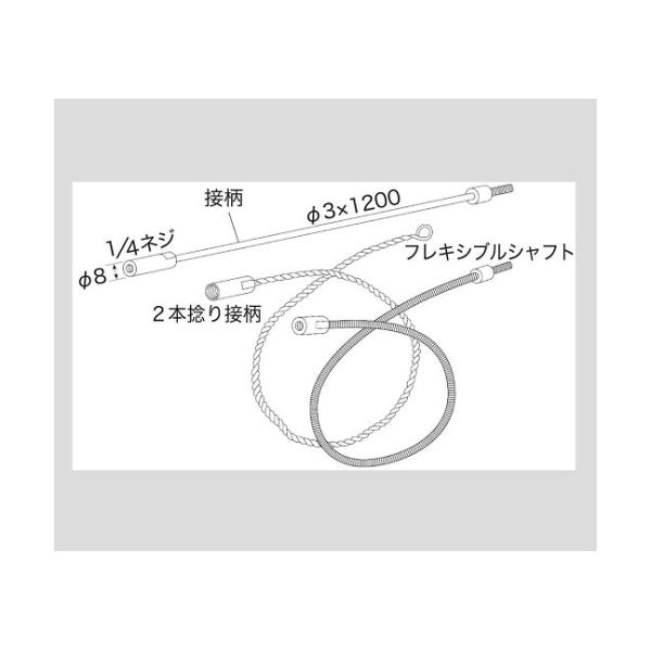 アズワンメーカーお問い合わせ：0120-700-875【商品説明】【仕様】全長2m●フレキシブルシャフトφ6●ネジ部最大径：約φ12mm
