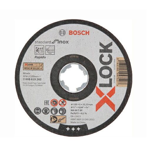 【即納在庫品】「直送」ボッシュ 2608619262 【25個入】 X−LOCK切断砥石125x1．0ステンST