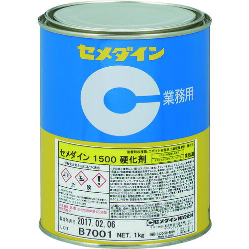 セメダインメーカーお問い合わせ：0120-58-4929【特長】●反応型無溶剤接着剤です。●硬化収縮が少ない接着剤です。●高い接着性と耐久性があります。●絶縁性に優れます。●混合して60分後から硬化が始まります（23℃）。●日本接着剤工業会 JAIA 4VOC基準適合品です。【用途】●電機、電子部品の接着とシールに。●建築用複合部材の接着に。●精密機器、工芸品などの組立に。【仕様】●色：淡褐色透明●色(主剤/硬化剤)：淡黄色透明/淡褐色透明●容量(kg)：1.0●可使時間：1時間以内【仕様2】●可使時間(23℃)：60分●2液混合型●缶タイプ【材質／仕上】●主成分:ポリアミド【注意】●この商品は、一般消費者様向けの製品ではないため、表示や取扱説明書などが一般消費者様向けに表記・同梱されておりません。【原産国】日本　