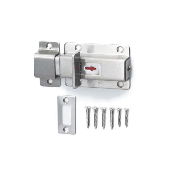 【商品説明】●開き戸などを固定する金具です。●防犯用補助錠金具●材質：ステンレス●平面用受金具、掘込用受金具入り。