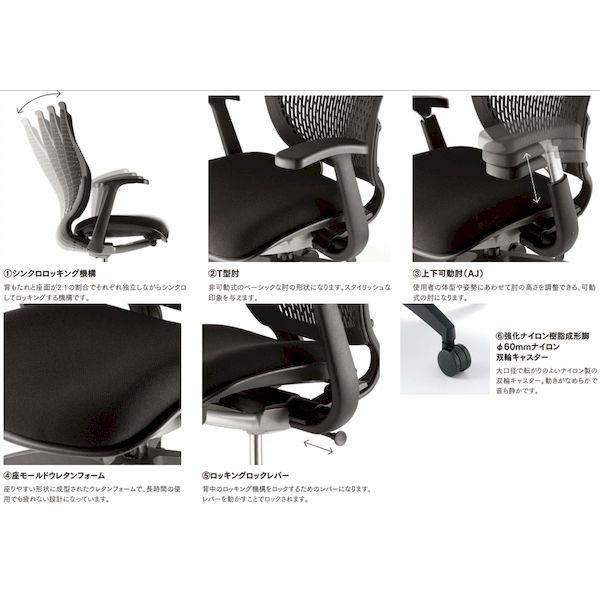 (LINEクーポン有)【個人宅配送不可】アイコ AICO MA-1535(FG3)BK-BK 直送 代引不可・他メーカー同梱不可 オフィスチェア MA−1500シリーズ ハイバック T型肘タイプ 背：メッシュ／BK、座：ウレタン／BK MA1535(FG