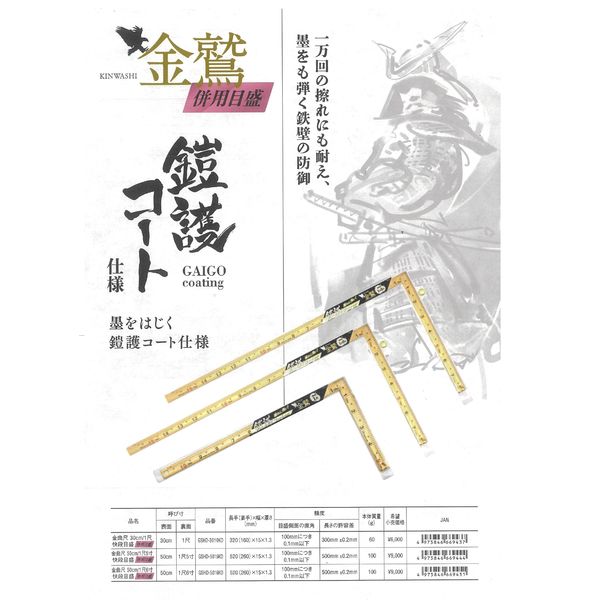 (LINEクーポン有)新潟精機 GSHD5016KD 金鷲 金曲尺50cm／1尺6寸 快段目盛 併用目盛