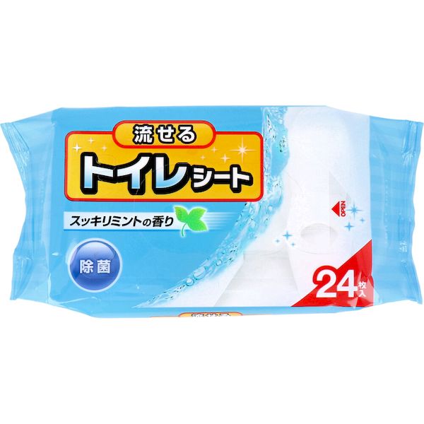 (LINEクーポン有)4973202801095 流せるトイレシート スッキリミントの香り 24枚入【キャンセル不可】 コットンラボ B倉庫