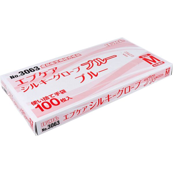 手にぴったりフィットする形状デザインでずれにくくなっています。手袋破片による異物混入が発見し易いブルータイプ。●グリップ性が高く、滑り止め効果抜群です。●非常に伸びがよく、溶着強度が強いので手になじみます。●左右兼用のため、片手でも使えて経済的です。●食品衛生法・食品添加物等規格基準に適合しています。【材料名】ポリオレフィン【タイプ】内エンボス【カラー】ブルー【サイズ】Sサイズ・・・全長：25.5cm±0.5cm／掌幅：9.4±0.2cmMサイズ・・・全長：25.5cm±0.5cm／掌幅：10.1±0.2cmLサイズ・・・全長：25.5cm±0.5cm／掌幅：11.0±0.2cmLLサイズ・・・全長：25.5cm±0.5cm／掌幅：12.3±0.2cm【用途】・介護施設や食品加工、精密機器など。・家庭用から業務用まで、幅広くお使いいただけます。【注意】・体質によってはかゆみ、かぶれ、発疹等が生じる場合があります。異常を感じたらご使用をお止めください。・薬品、溶剤等によっては使用できない場合もありますので、ご使用前にご確認ください。・熱、熱湯等の熱源に近づけると熱傷の恐れがありますのでご注意ください。・引火・溶解の恐れがありますので、火気に近づけないでください。・液体につけると水が入ることがありますのでご注意ください。・本商品は使い捨て手袋です。繰り返しのご使用はご遠慮ください。・品質維持のため、直射日光や高温の場所を避け、なるべく湿気の少ない涼しい場所に保管してください。