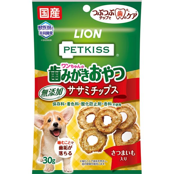 ライオンペット 4903351006638 PETKISS ワンちゃんの歯みがきおやつ 無添加ササミ...