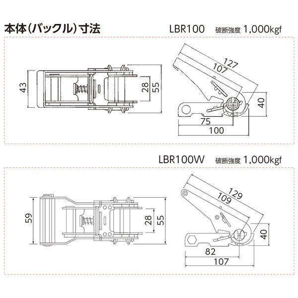 文具のブングットの(LINEクーポン有)オーエッチ工業 LBR100W OM5-40OM ラッシングベルト LBR100WOM540OM｜アングル2