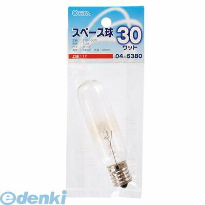 オーム電機0120-963-006●キラキラした照明が楽しめます。●シャンデリア照明や装飾用に適しています。●定格：110V−30W●形状：T−24●口金：E17●色：クリア●直径24×長さ93mm