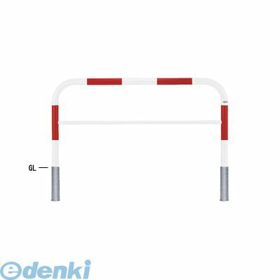 【個人宅配送不可】帝金 Teikin Y82C3-15 R&W 直送 代引不可・他メーカー同梱不可 スチール製バリカー　横型・コノ字型・アーチ型・U字型車止めポール スタンダードタイプ 中桟付・中桟あり　φ60.5xt2.8 W1500 H800 mm 赤白色 Y82C315R&W