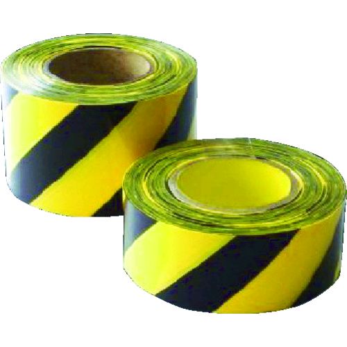 【即納在庫品】「直送」エル日昌 DM6 危険標示テープ トラ模様 60mm×50m イエロー／ブラック 両面印刷