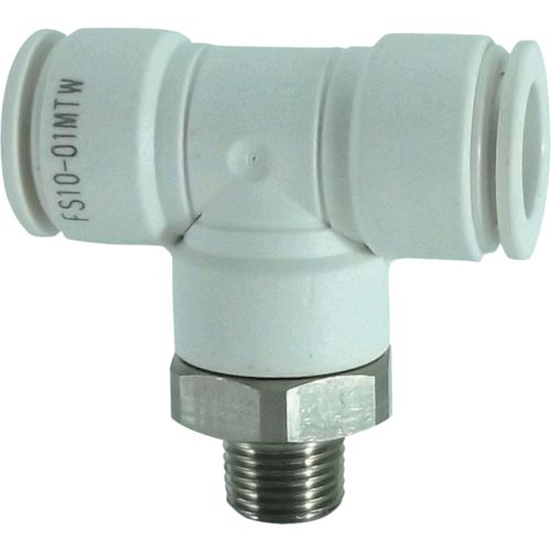 【即納在庫品】「直送」千代田通商 FS10-01MTW ファイブSUSメイルブランチティ 白 10mm・R1／8 FS FS10..