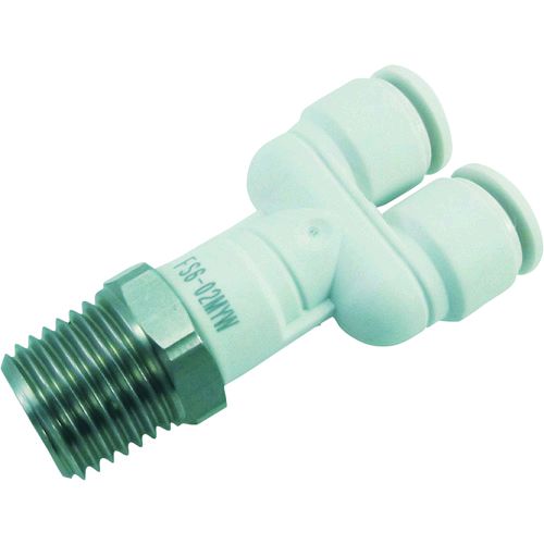 【即納在庫品】「直送」千代田通商 FS6-02MYW ファイブSUSメイルブランチワイ 白 6mm・R1／4 FS60 FS602MYW チヨダ CHIYODA 4537327046467(4.0)