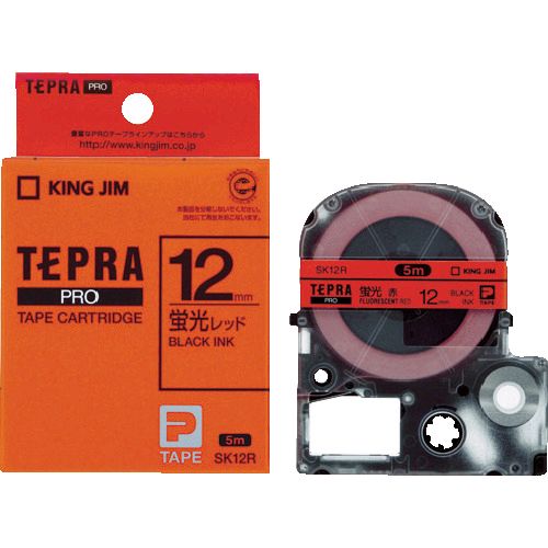 (LINEクーポン有)【即納在庫品】「直送」キングジム KING JIM SK18R テプラPROテ-プカ-トリッジ 幅18mm 蛍光赤 黒文字 テープカートリッジ 蛍光レッド テプラ 蛍光赤に黒文字