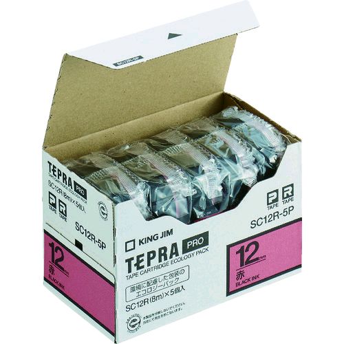 Cartridges - 【即納在庫品】「直送」キングジム SC12R-5P PROテ−プエコパックカラ−ラベル 赤 5個入 SC12R5P