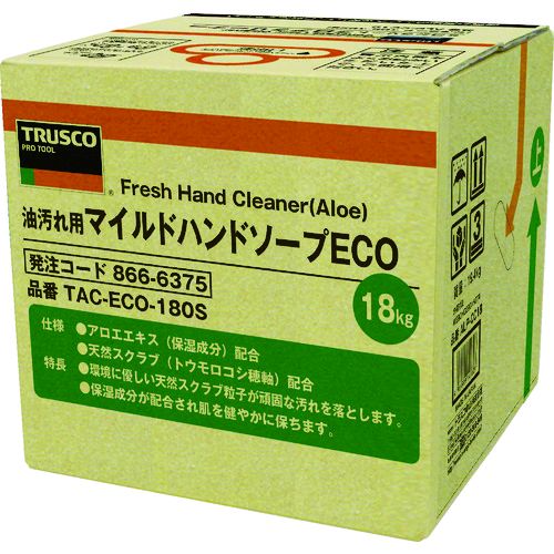 【即納在庫品】「直送」TRUSCO TAC-ECO-180S マイルドハンドソープ　ECO　18L　詰替　バッグインボック..