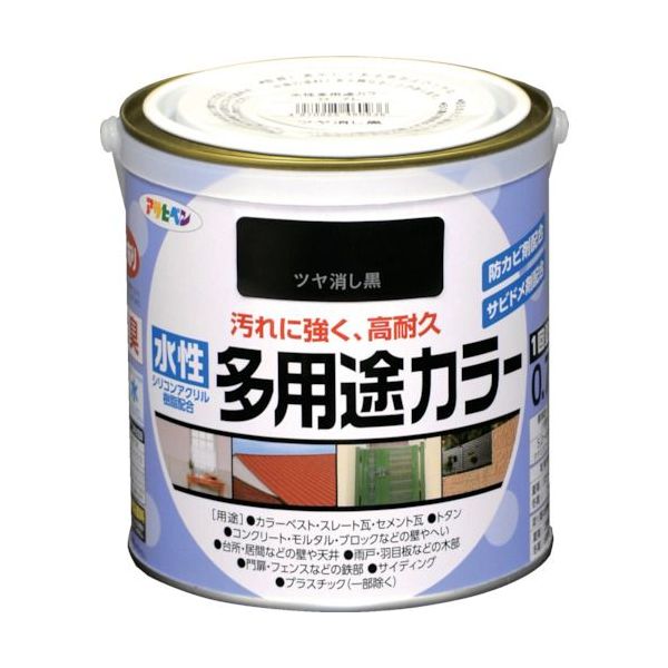 【即納在庫品】「直送」アサヒペン 4970925460936 水性多用途カラー 0．7L ツヤ消し黒