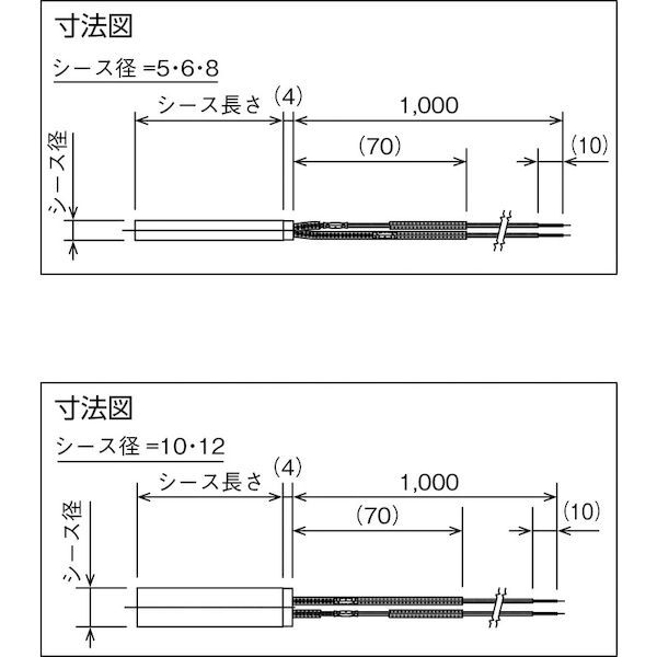 文具のブングットの【即納在庫品】「直送」TRUSCO CH1-10150 カートリッジヒーターφ10 150L 100V 450W CH110150 tr-1163494 450WCH110150｜アングル3